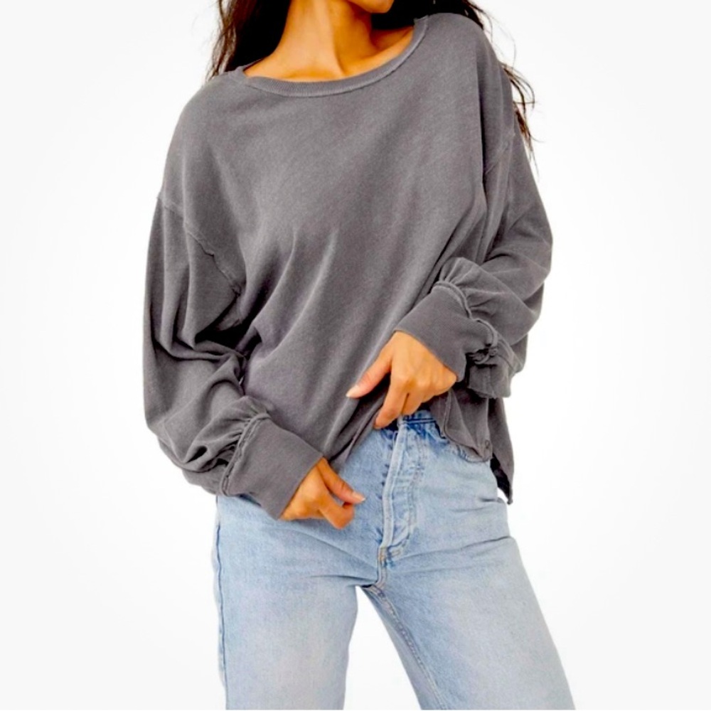 We The Free Free People Ready For This Long Sleeve T Shirt Washed Black - Small